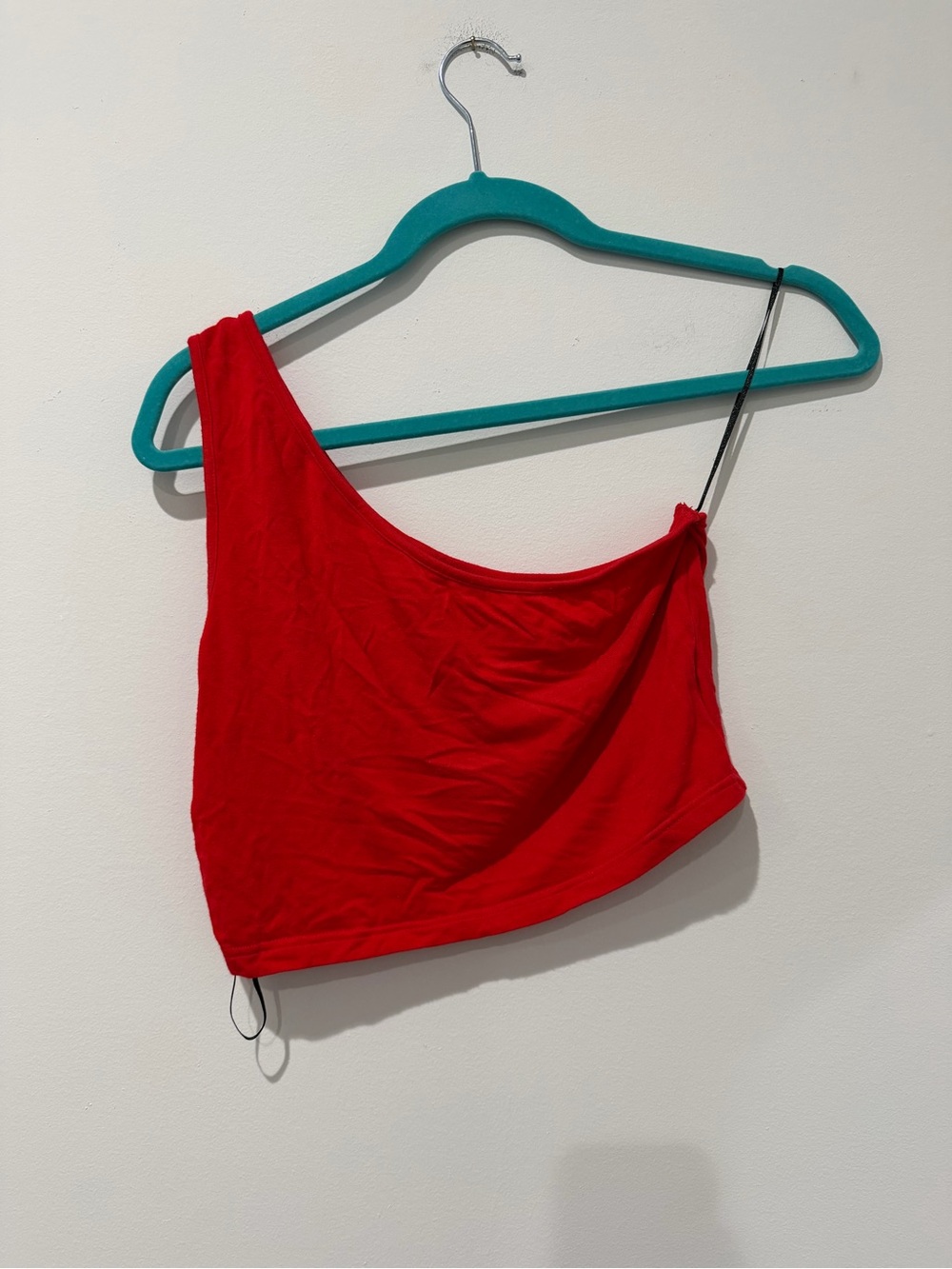 SHEIN Red One-Shoulder Crop Top